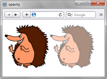 Результат использования opacity