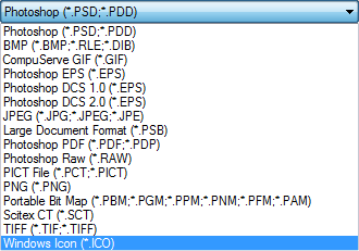 Тип файла для сохранения иконки